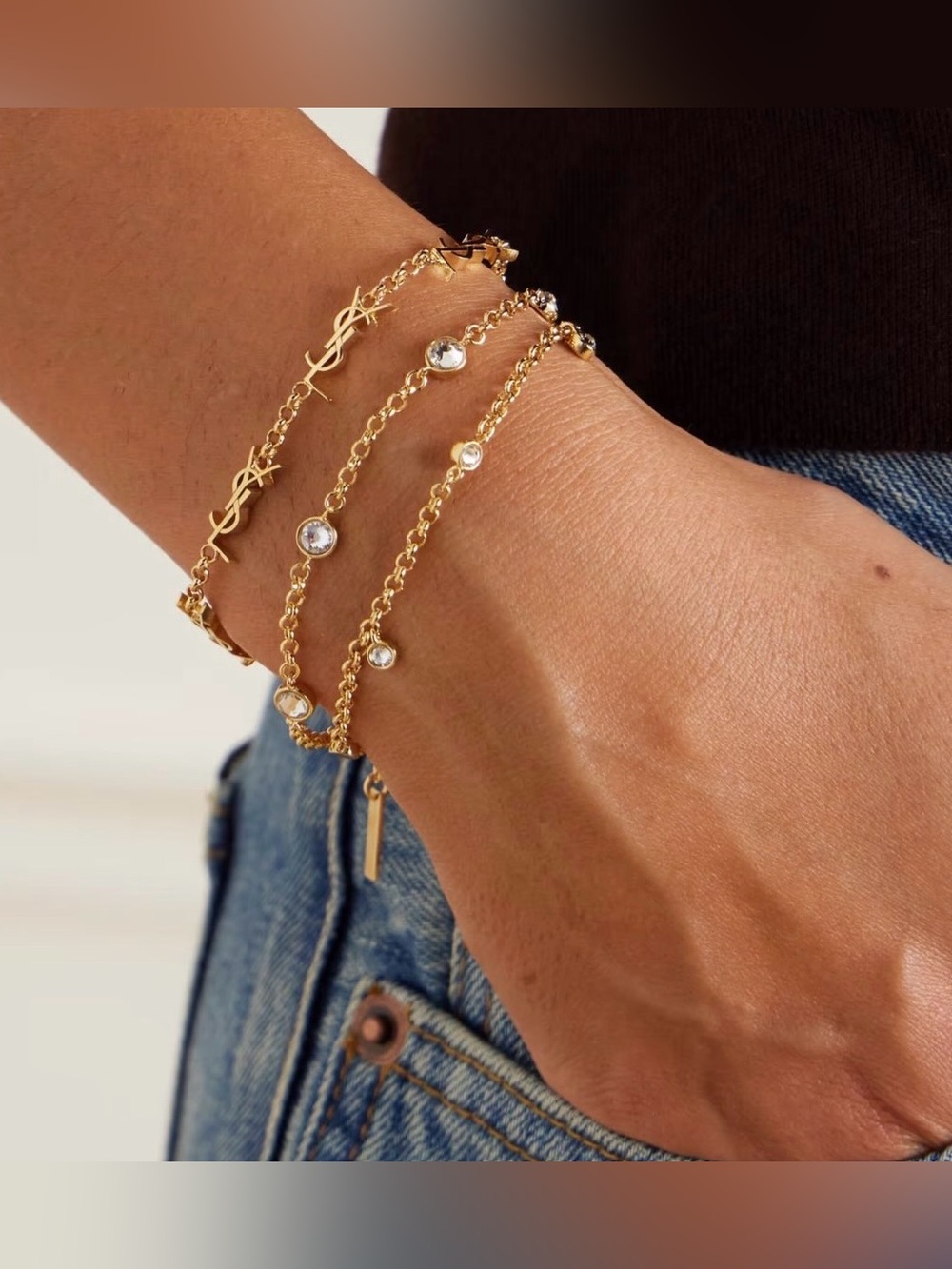 YSL Crystal Cassandre
Multistrand Bracelet Large